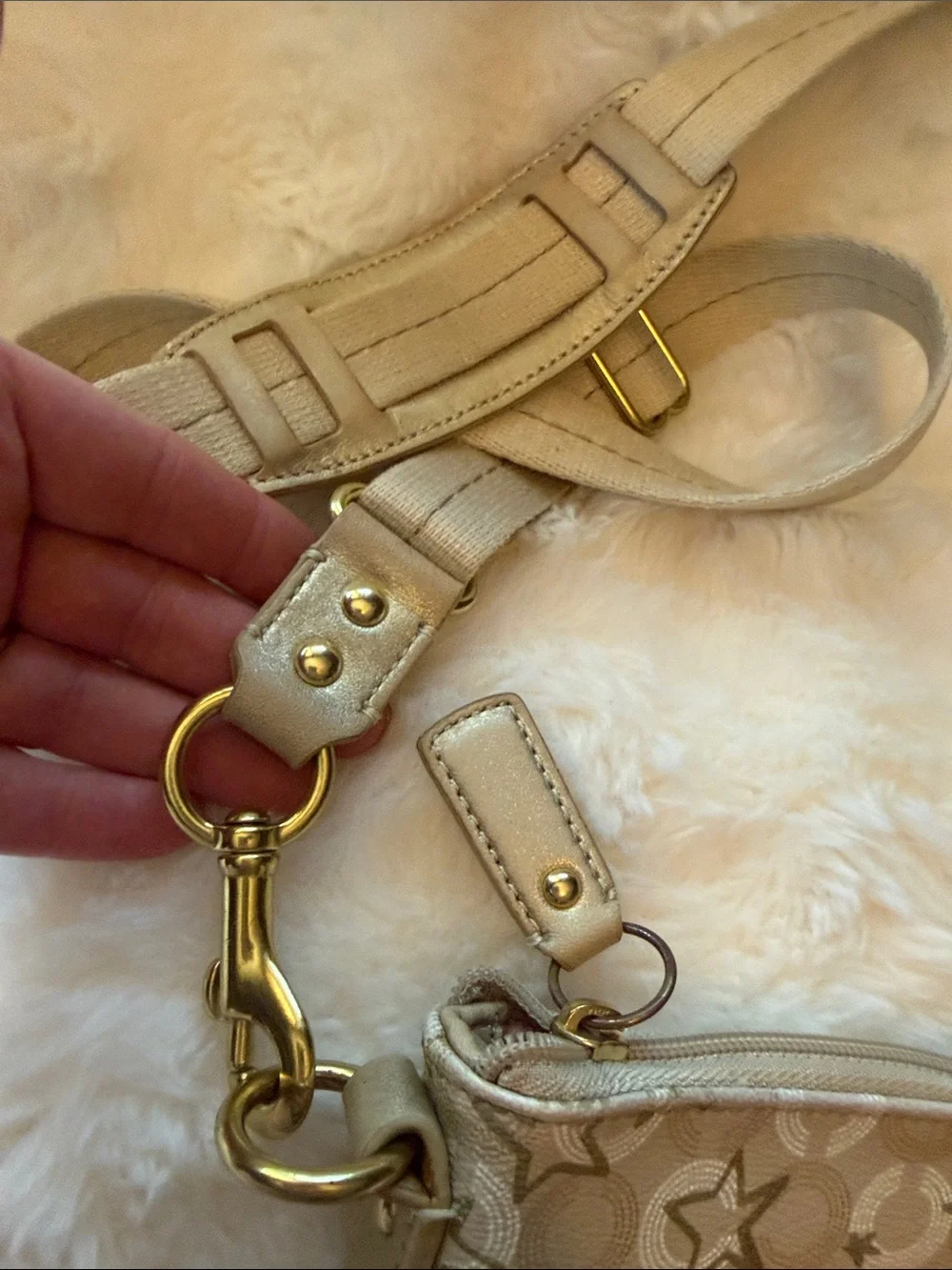 Coach Beige Star & Signature Crossbody Satchel Waverly snow queen satchel